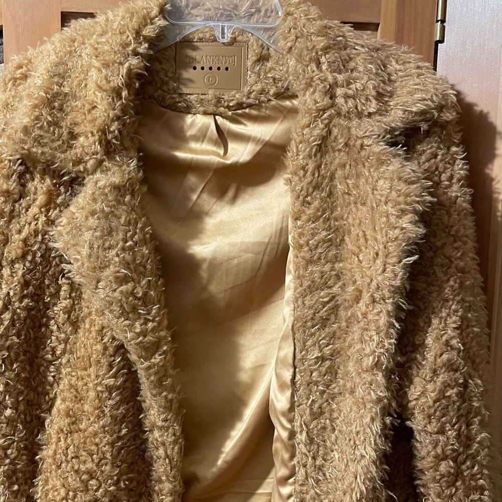 New BLANKNYC Brown Faux Fur Jacket Sz Large